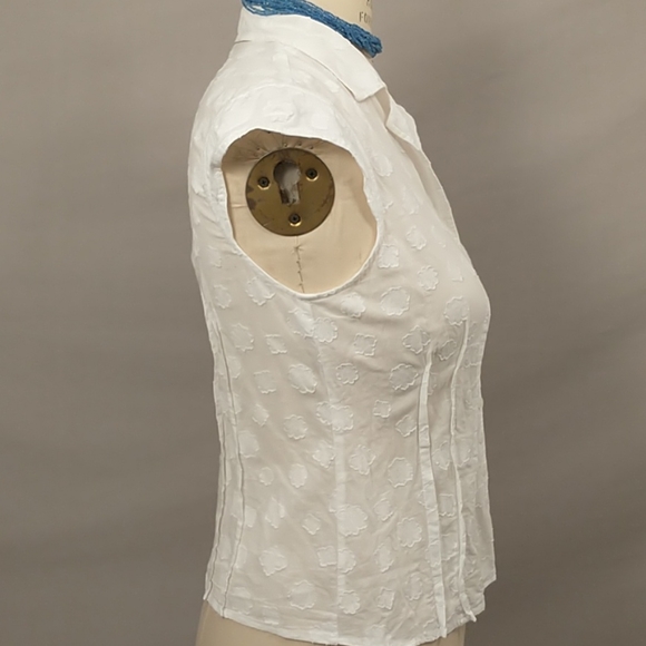 White Cotton Cap Sleeve Summer Blouse Talbot's 16 - Picture 2 of 8